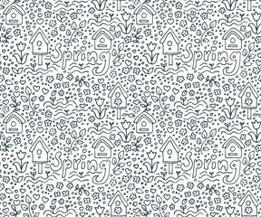 Obraz premium Doodle vector seamless pattern