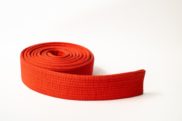 Zen art. Orange belt martial arts on white background. Substrate for diplomas, posters, martial...