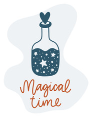 Magical vector card with lettering