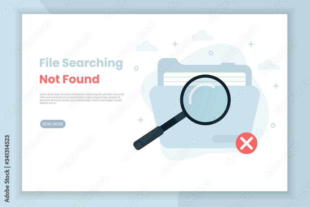 Folder not found. 404 page ui. not found illustration. illustrator foundations.