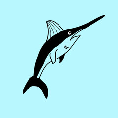 vector swordfish doodle line icon