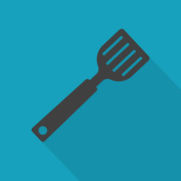 Black Kitchen Spatula Icon- Vector Illustration