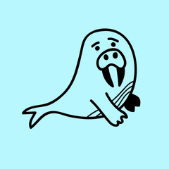 vector warlus doodle line icon