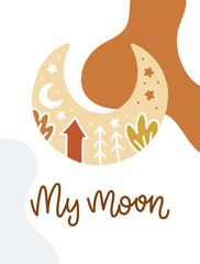 Magical vector card with lettering