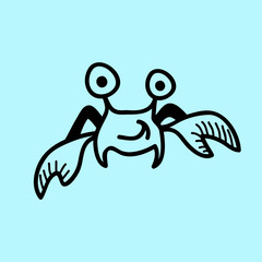 vector crab  doodle line icon