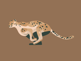 Hand drawn vector stock abstract graphic illustration with African wild running cheetah cartoon animal design isolated on colorbackground © anastasy_helter