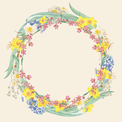 Beautiful floral wreath template