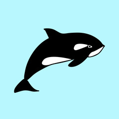 vector orcas doodle line icon
