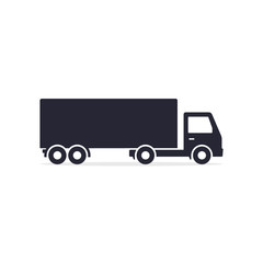 Delivery truck icon isolated on white background. Vector side view silhouette illustration