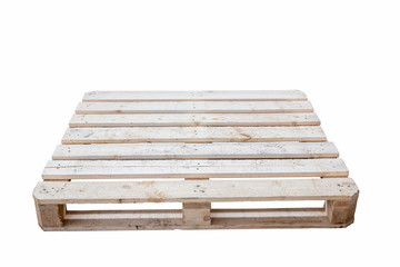 Moscow, Russia - 01/27/2020:
Wooden pallets, pallets, transport container for movement by means of the loader