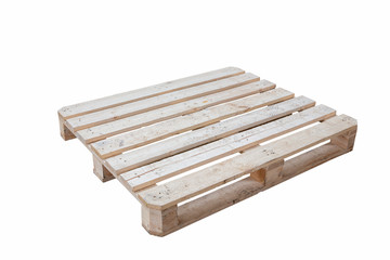 Moscow, Russia - 01/27/2020:
Wooden pallets, pallets, transport container for movement by means of the loader