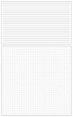 Vector template with lines area and dots area for plans and daily notes. Vertical orientation of mock-up for design concepts, presentations, web, identity, prints. Vector illustration.