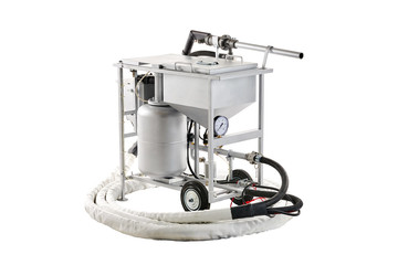 Sandblasting machine on a white background.