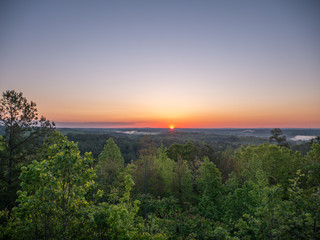 Sunrise from scenic overlook near Cheaha Mountain State Park in Talladega National Forest in Alabama, USA