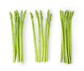 Asparagus on white background. top view