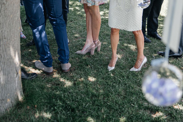 walking on the grass in shoes