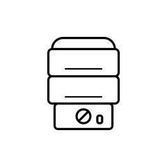 Fototapeta premium Outline food steamer icon. Line style. Kitchen appliance double boiler isolated on white background. Vector illustration.