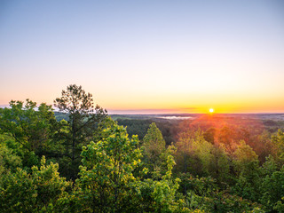 Fototapeta na wymiar Sunrise from scenic overlook near Cheaha Mountain State Park in Talladega National Forest in Alabama, USA