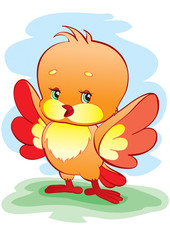 spread wings bird in cartoon style, vector illustration,