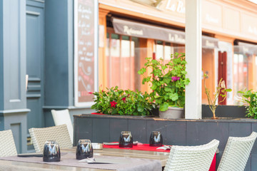 LE MANS, FRANCE - April 28, 2018: Restaurants in Le Mans city, France