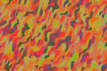 Red and yellow waves with Dots abstract paint background.
