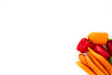 Bright vegetables on a white background