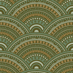Ethnic circle shapes seamless geometric pattern. © SunwArt