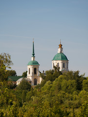 Fototapeta na wymiar Church of the Holy Face in Kiowa. Architect Karl Ivanovich Blank 1769. Moscow region the city of Lobnya. View from Kiowa Lake.