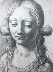 The portrait of the young woman by Leonardo da Vinci in the vintage book Leonardo da Vinci by A.L. Volynskiy, St. Petersburg, 1899