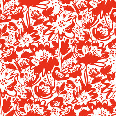 Summer floral abstract hand drawn pattern