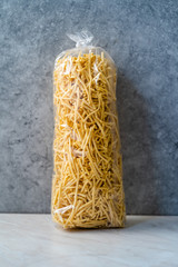 Homemade Raw Turkish Eriste Noodle Pasta in Package Ready for Sale.