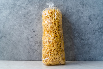 Homemade Raw Turkish Eriste Noodle Pasta in Package Ready for Sale.