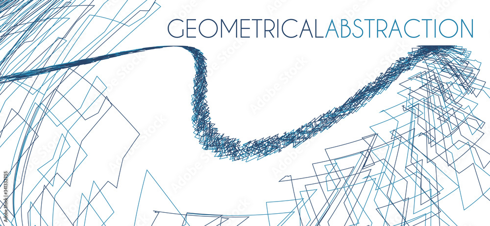 Fototapete Thin lines geometrical abstraction triangular wave. Vector graphics