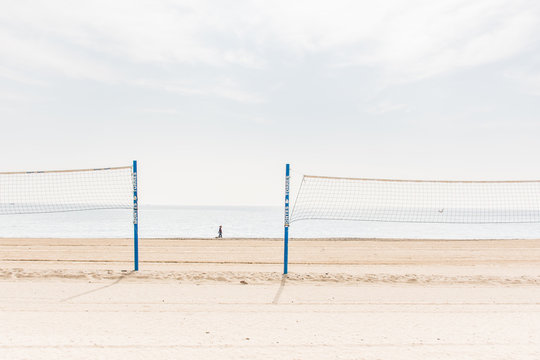 Volleyball Net At Beach Against Sky