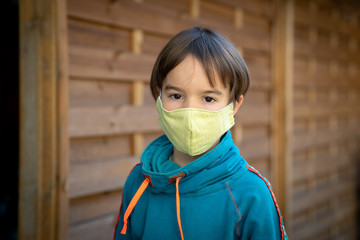 Child with face mask