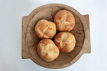 Sourdough rolls in a bowl