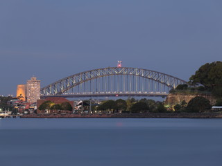 Drone Panoramic Aerial view of Sydney Harbour and the beautiful vibrant colours of the afternoon showing smooth harbour waters 