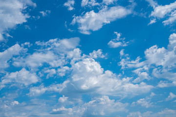 Blue sky background with white clouds, texture