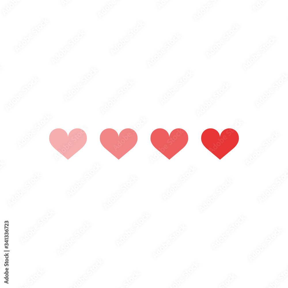 Wall mural red heart icon in flat style. isolated red heart icon on white background for use in variety of proj