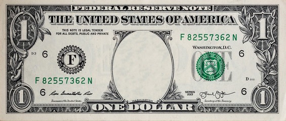 U.S. 1 dollar border with empty middle area