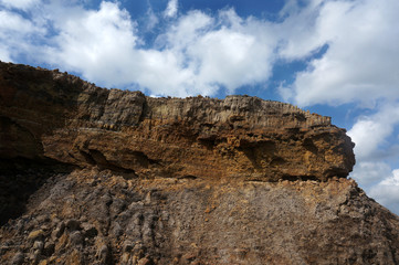 a landslide on a village road. Countryside. 