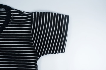 Cloth with black and white stripes. Selective Focus.      