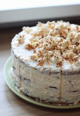 Cake with popcorn