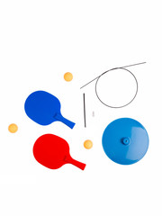 Moscow, Russia - 02/12/2020:
Rackets for playing ping pong, for hand playing on a small table
