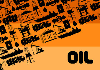 Background design with oil and petrol icons.