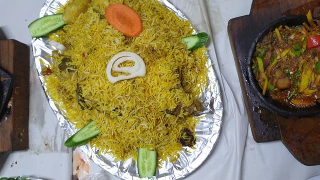 Yemen biryana muslim curry rice and lamb with stew dish