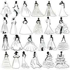 illustration kit silhouette of the brides in wedding charge