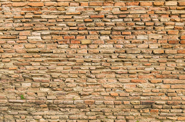 Ancient old brick wall background, construction, red bric wall texture background