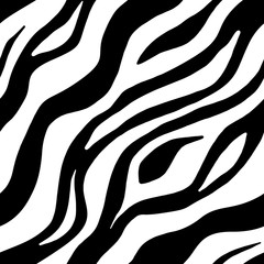 Black and white zebra stripes background. Seamless pattern. Abstract white-black stock illustration. Animal skin pattern. Template for coloring, textures and another design.