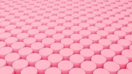 Abstract cylinders pattern on pink background, 3D illustration, 3D rendering